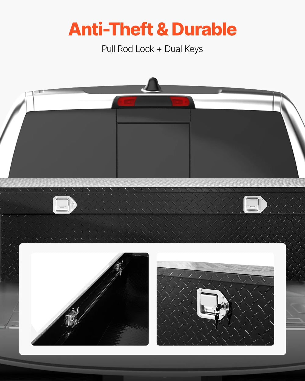 Vevor Truck Tool Box 72 x 20 x 14 in. Aluminum Diamond Texture with Lock New