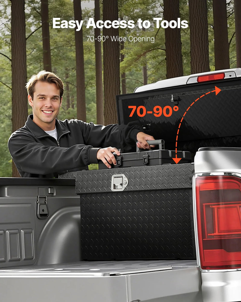 Vevor Truck Tool Box 72 x 20 x 14 in. Aluminum Diamond Texture with Lock New