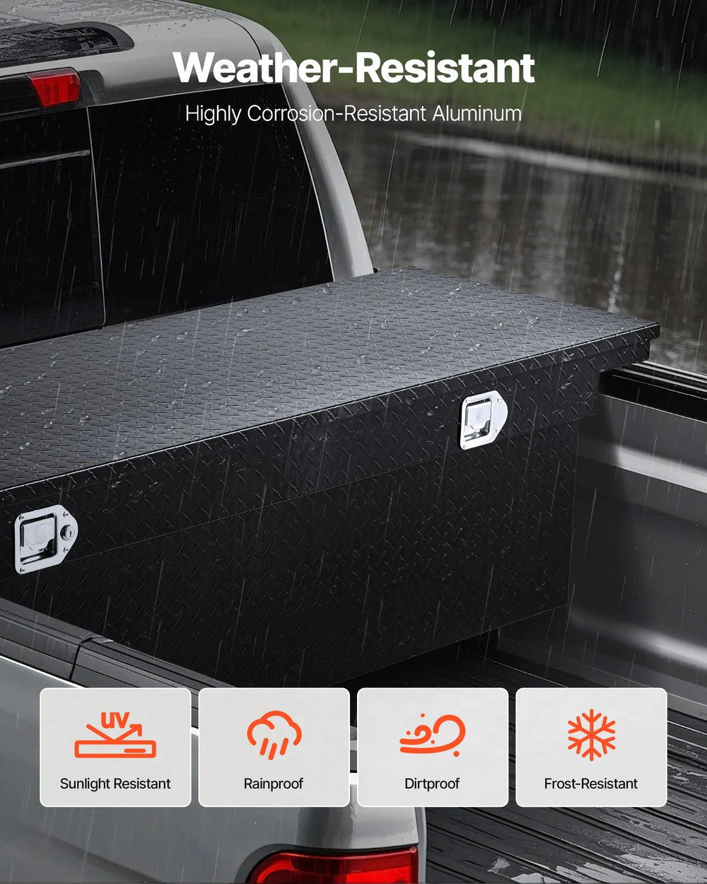 Vevor Truck Tool Box 71" x 27" x 18" Heavy-Duty Aluminum Diamond Texture with Lock New