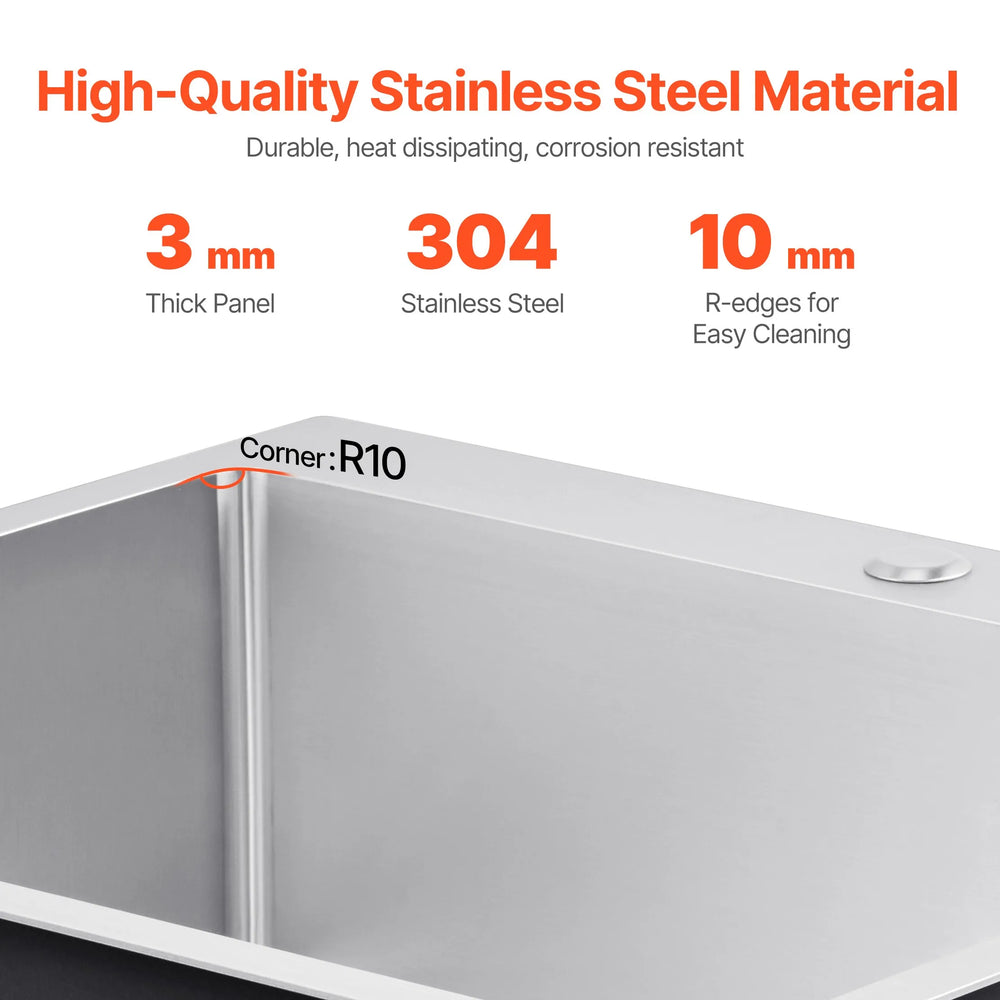 Vevor Drop-In Kitchen Sink 33" x 22" Top Mount Basin Stainless Steel New