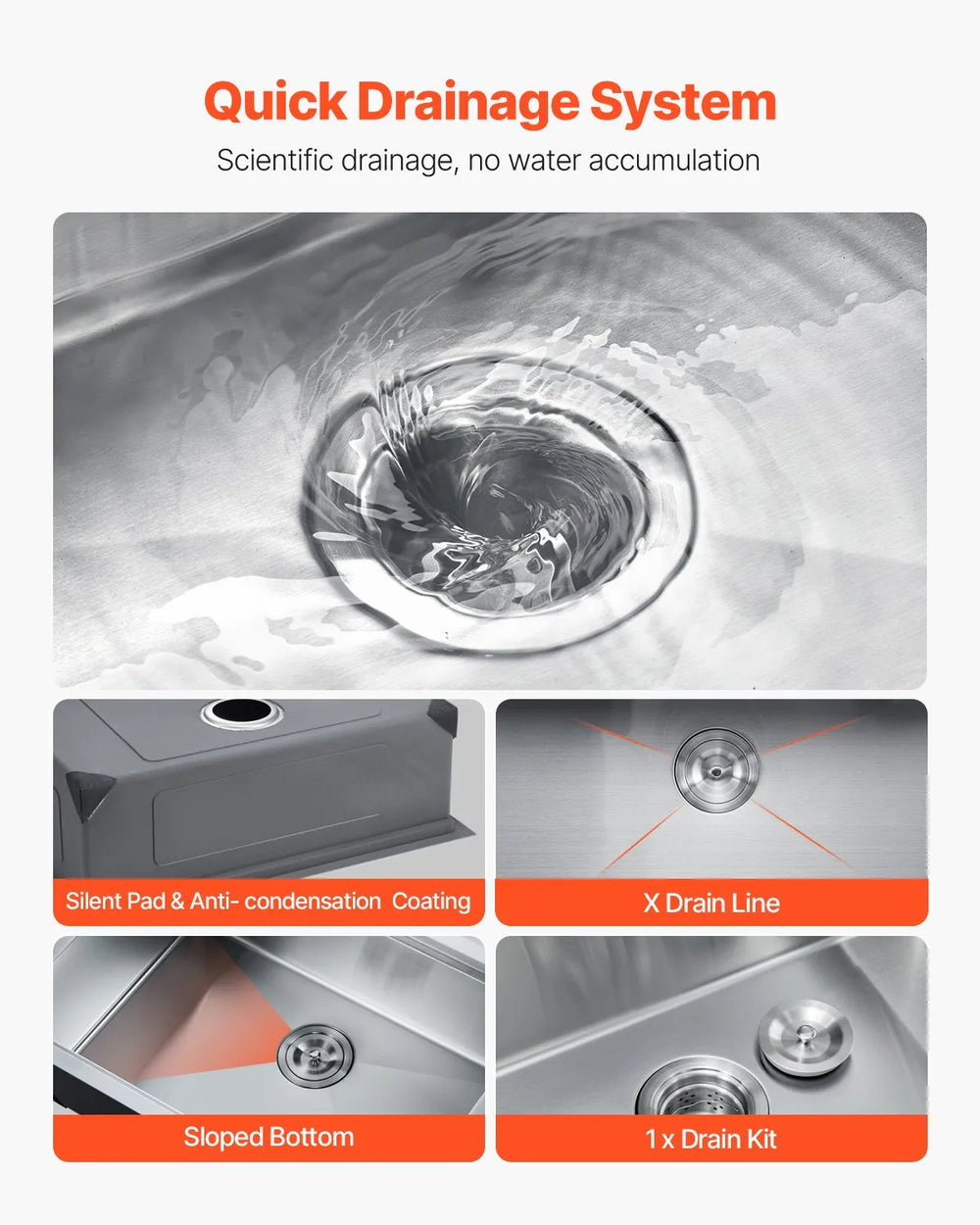 Vevor Kitchen Sink Double Bowl 33" x 19" Under Mount Basin Stainless Steel New