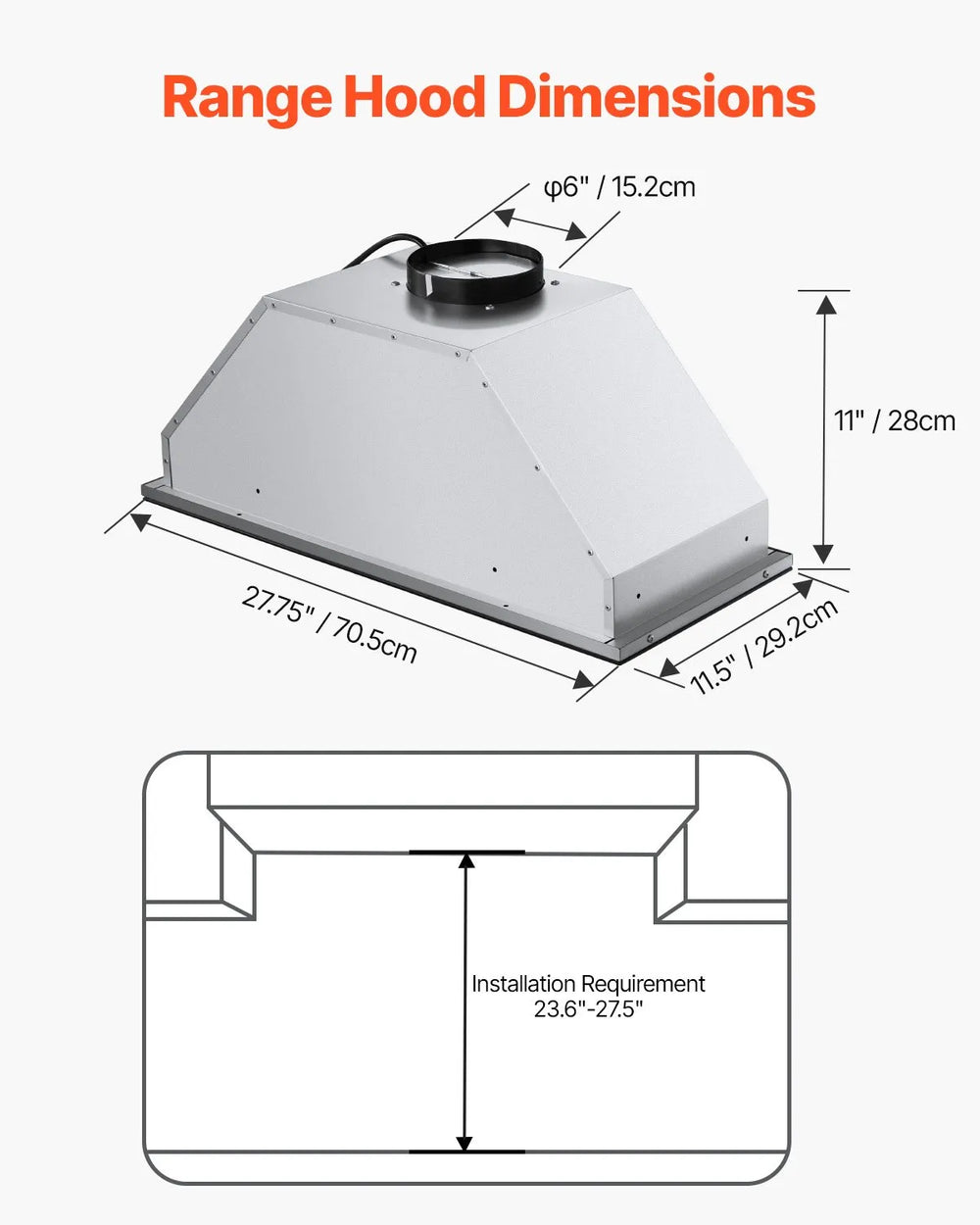 Vevor Range Hood 30" Built-in Vent 800 CFM with Gesture and Touch Control New