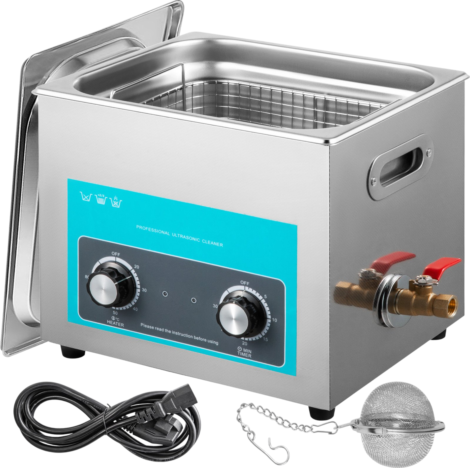 Vevor Ultrasonic Cleaner 15L Stainless Steel Knob Control with Heater and Timer New