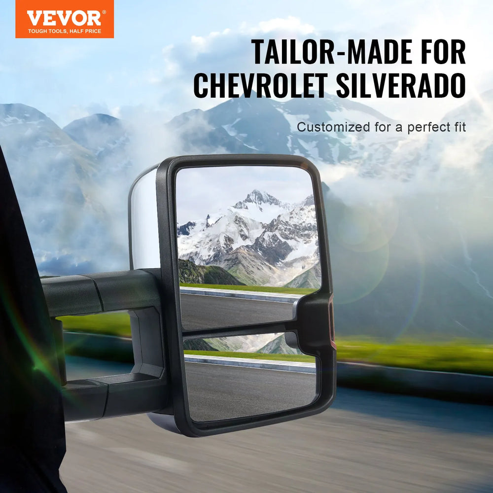Vevor Towing Mirrors Power Heated LED Turn Signal for 2003-2007 Chevy Silverado GMC Sierra New