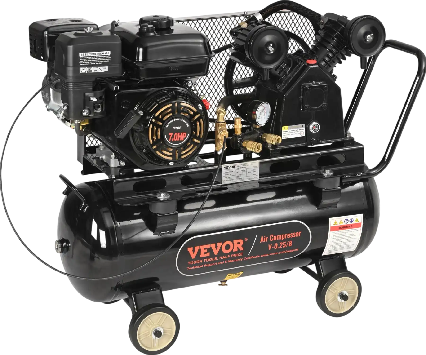 Vevor Air Compressor Gas Powered 9 CFM at 115 PSI 7 HP 13.2 Gallon Tank New