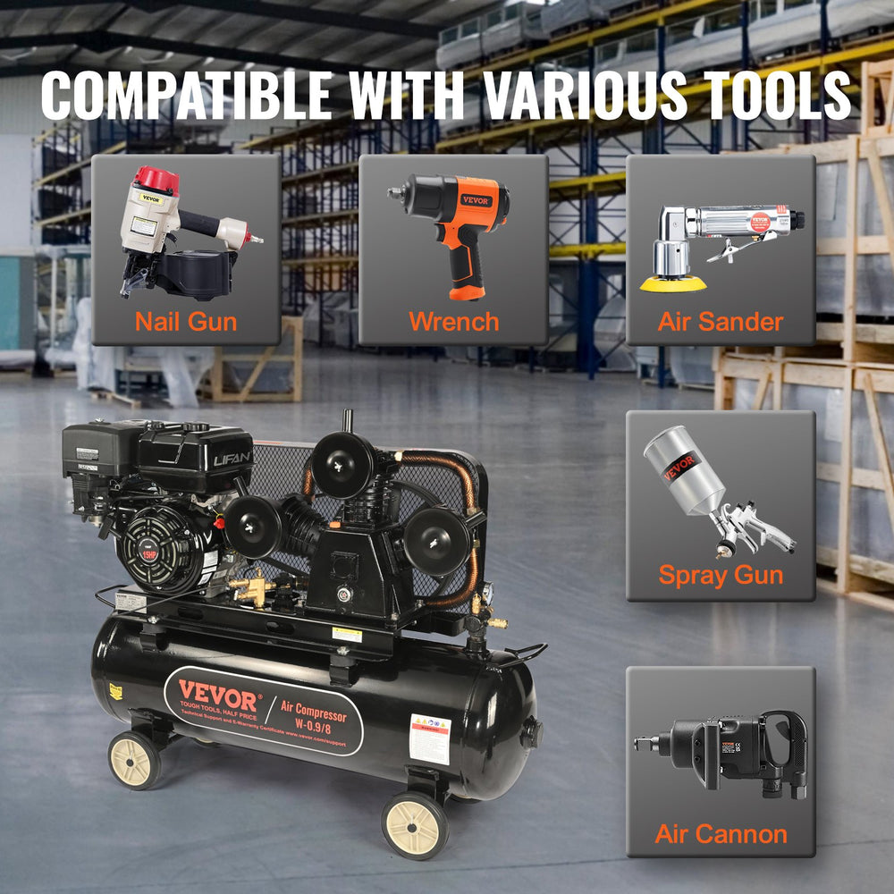 Vevor Air Compressor Gas Powered 30 Gal. 15 HP 33CFM @ 115 PSI New