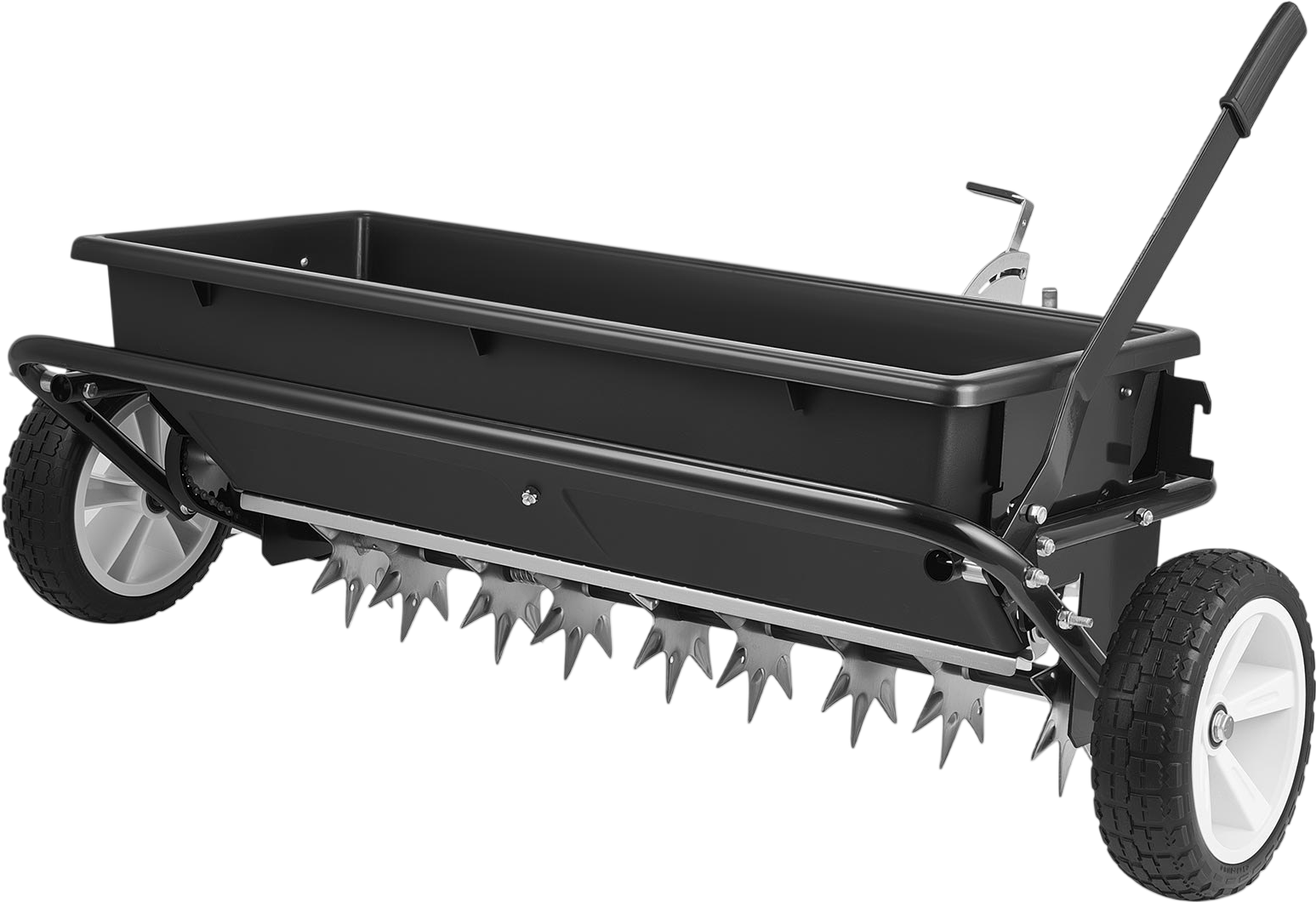 Vevor Lawn Spreader with Aeration Spikes 32 in. Width 100 lb. Capacity Universal Hitch New