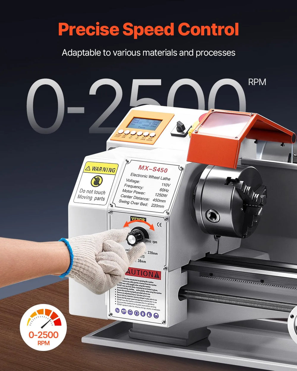 Vevor Metal Lathe 8.7" x 18" Precision Benchtop with Automatic Feed 0-2500 RPM New