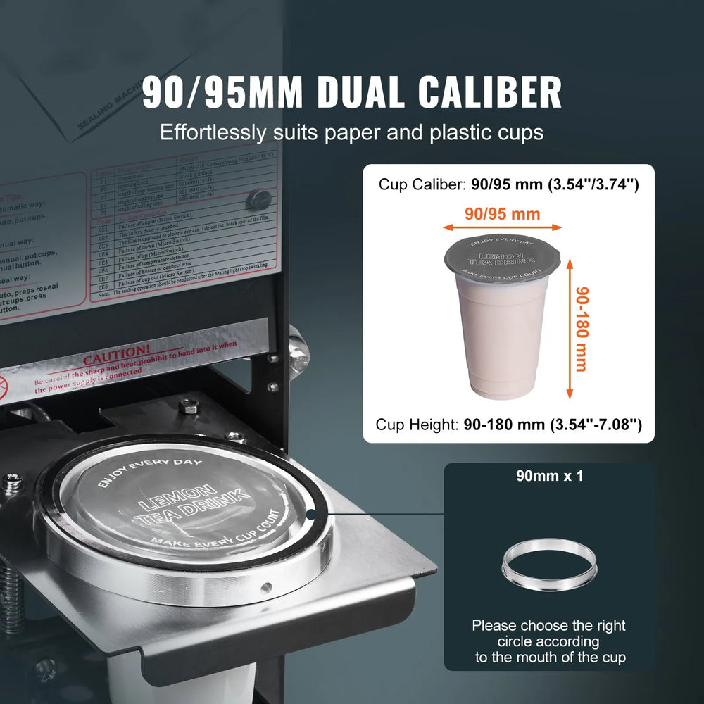 Vevor Automatic Cup Sealer 500-650 Cups/H for 180mm Tall & 90/95mm Cups New