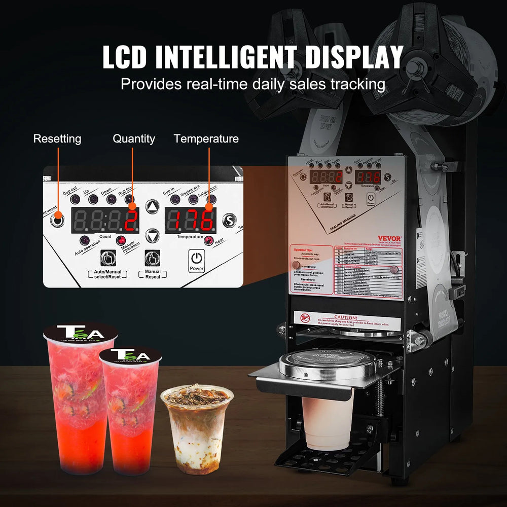 Vevor Automatic Cup Sealer 500-650 Cups/H for 180mm Tall & 90/95mm Cups New