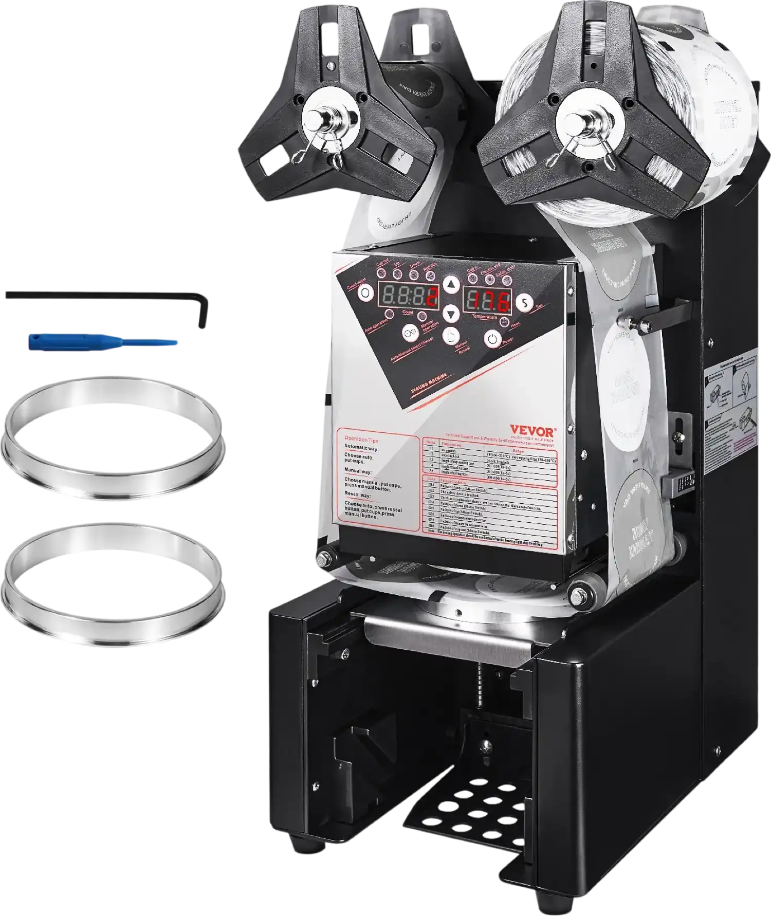 Vevor Automatic Cup Sealing Machine 500-650 Cups/Hr Digital Control LCD Panel New