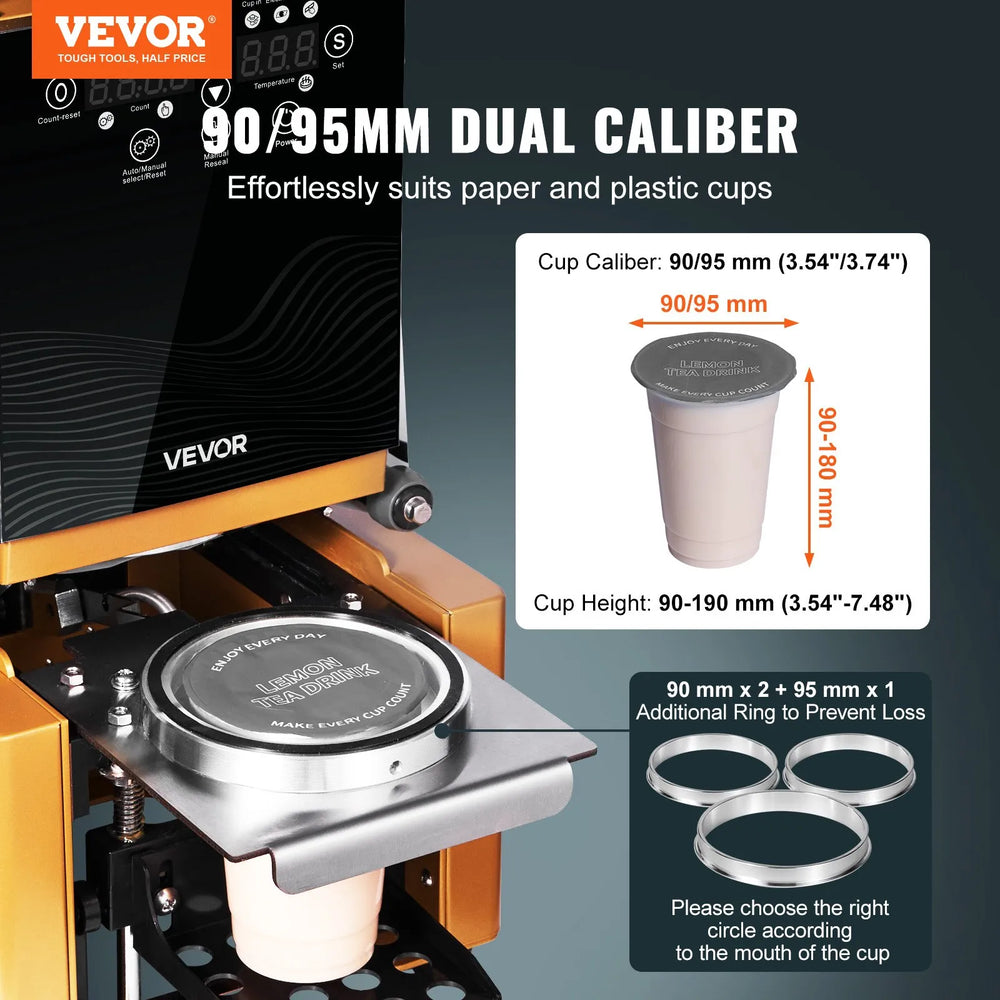 Vevor Automatic Cup Sealing Machine 500-650 Cups/H for 190mm Cups New
