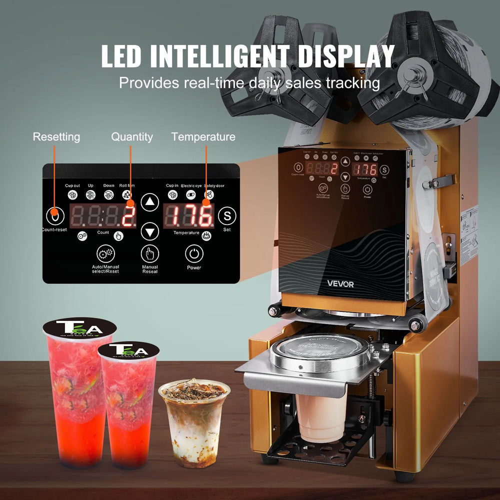 Vevor Automatic Cup Sealing Machine 500-650 Cups/H for 190mm Cups New