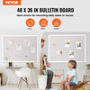 Vevor White Cork Board with Linen Surface Wall-Mounted Bulletin Board 48" x 36" New