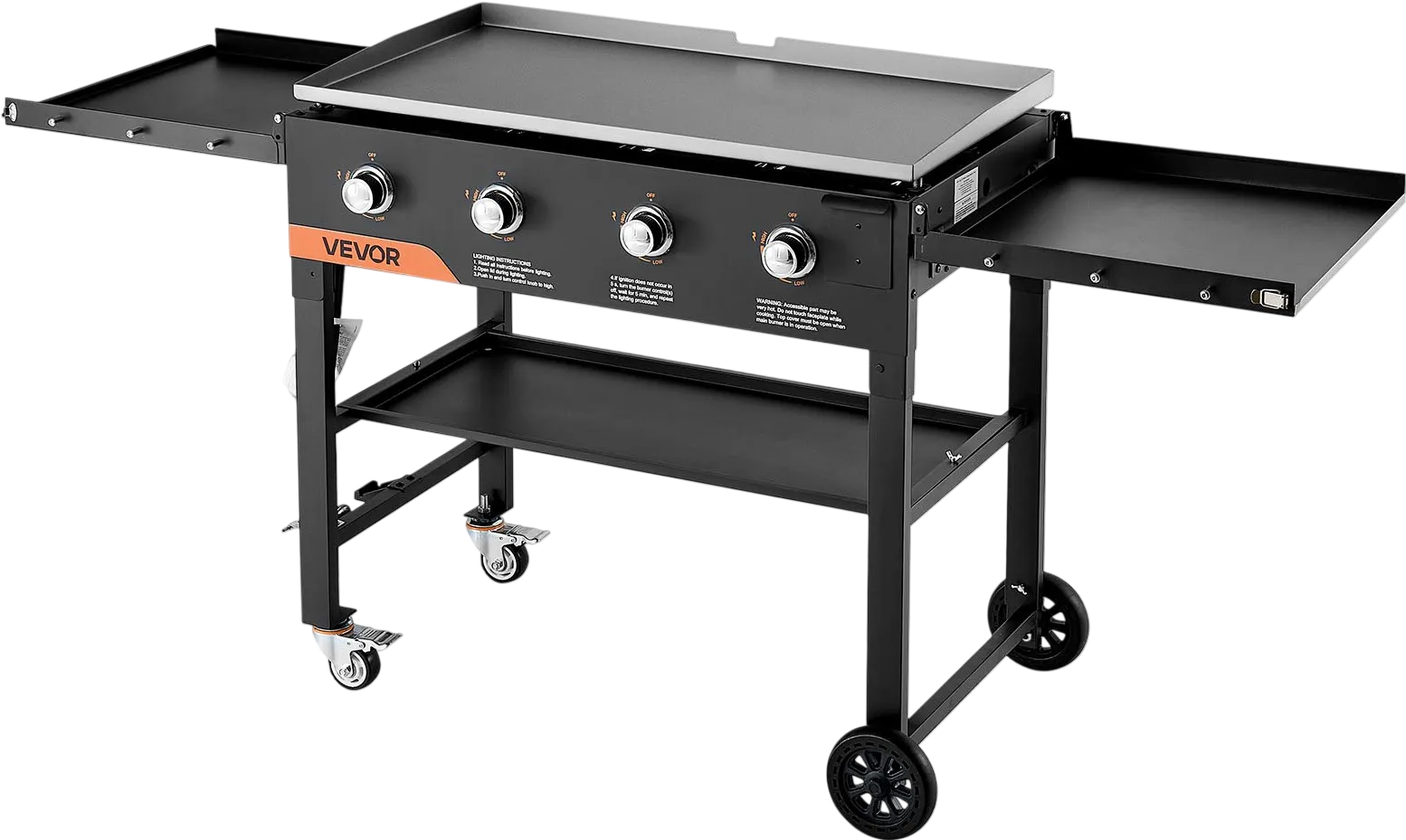 Vevor Gas Griddle Propane 4-Burner 36 in. Flat Top 60,000 BTU with Wheels New
