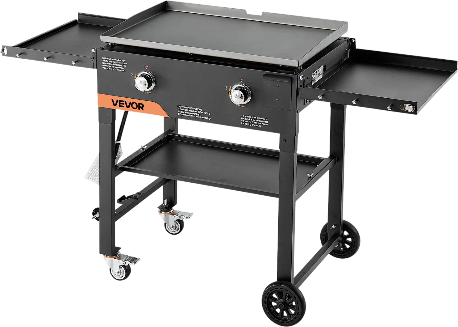 Vevor Gas Griddle Propane 2-Burner 28 in. Flat Top 30,000 BTU with Wheels New