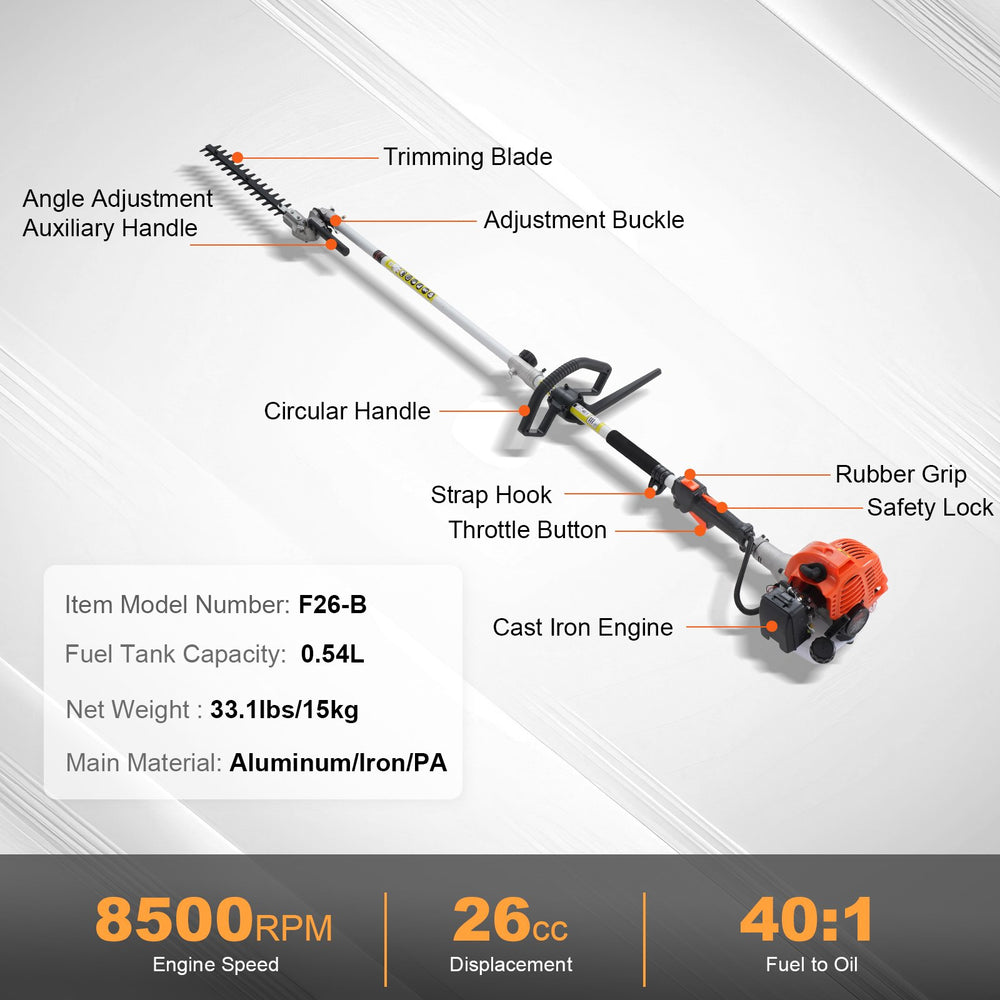 Vevor Trimmer Tool 5-in-1 Set Gas 26cc Gas Engine with Extension Pole New