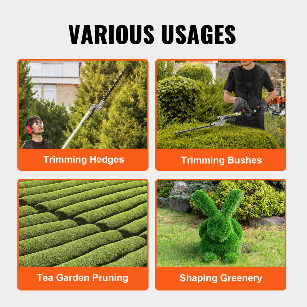 Vevor Pole Hedge Trimmer Gas Powered 26CC Adjustable Head 15.7" Dual Sided Blade New