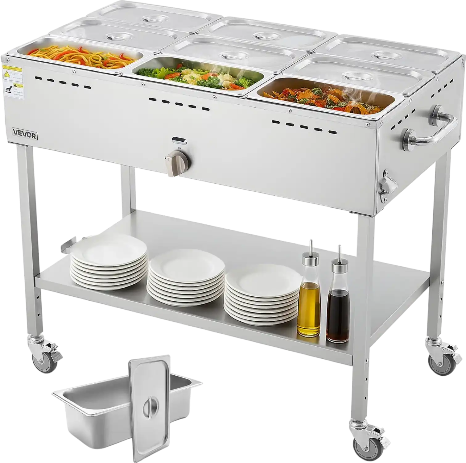 Vevor Food Warmer Steam Table 9-Pan Propane 10,000 BTU Adjustable Temp New