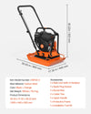 Vevor Plate Compactor 23 x 18 in. 4,440 lb. Force 7 HP 196cc Gas Engine New
