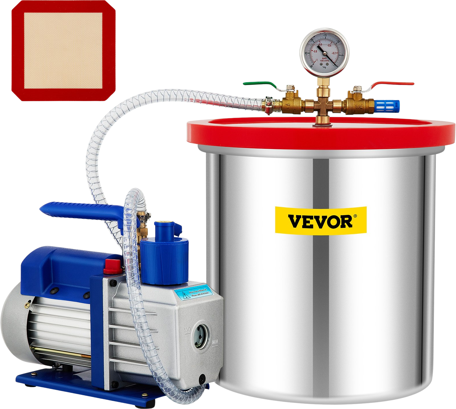 Vevor Vacuum Chamber with Pump 5 Gallon 5CFM 1/3HP Single Stage Rotary Pump New