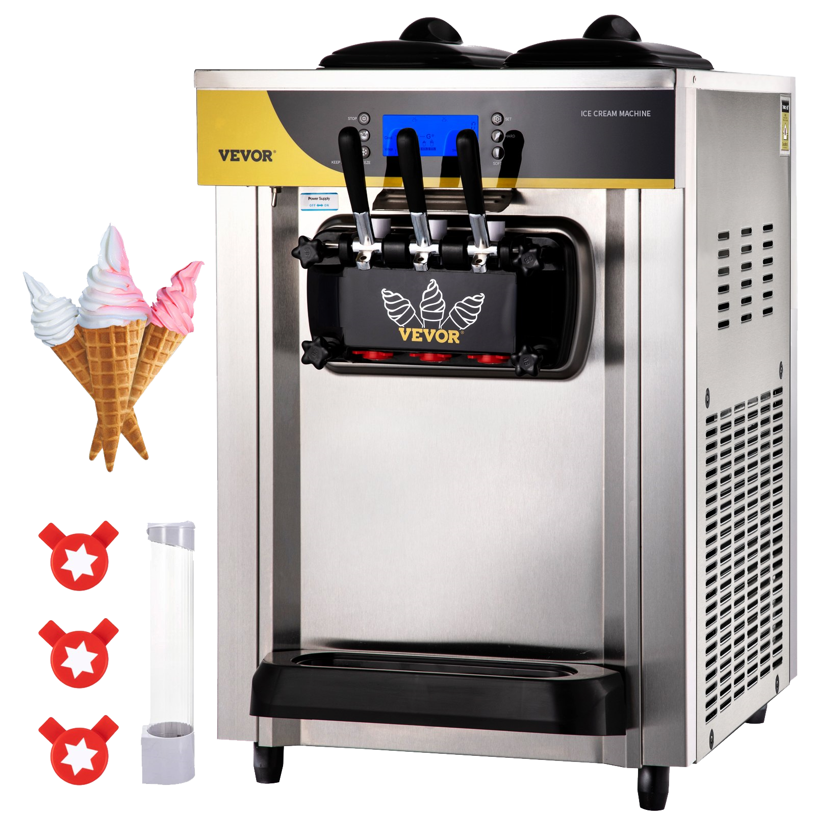 Vevor Commercial Ice Cream Maker 22-30L/H Yield 2200W Countertop Soft Serve Machine New