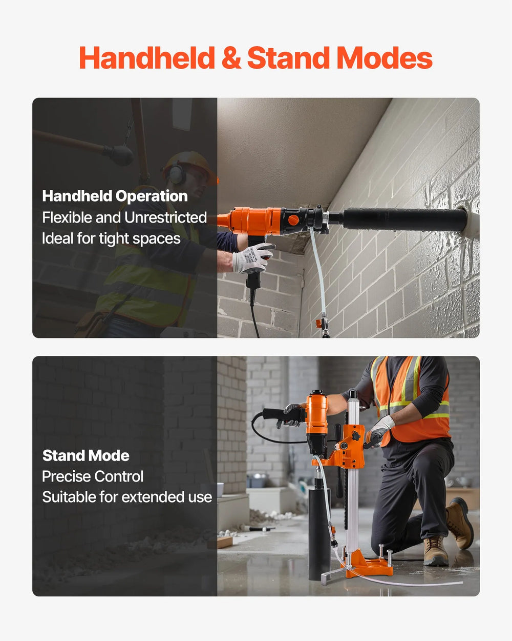 Vevor Diamond Core Drill with Stand-Mount 4 Bits 2-Speed Wet Dry Drilling 1800W New