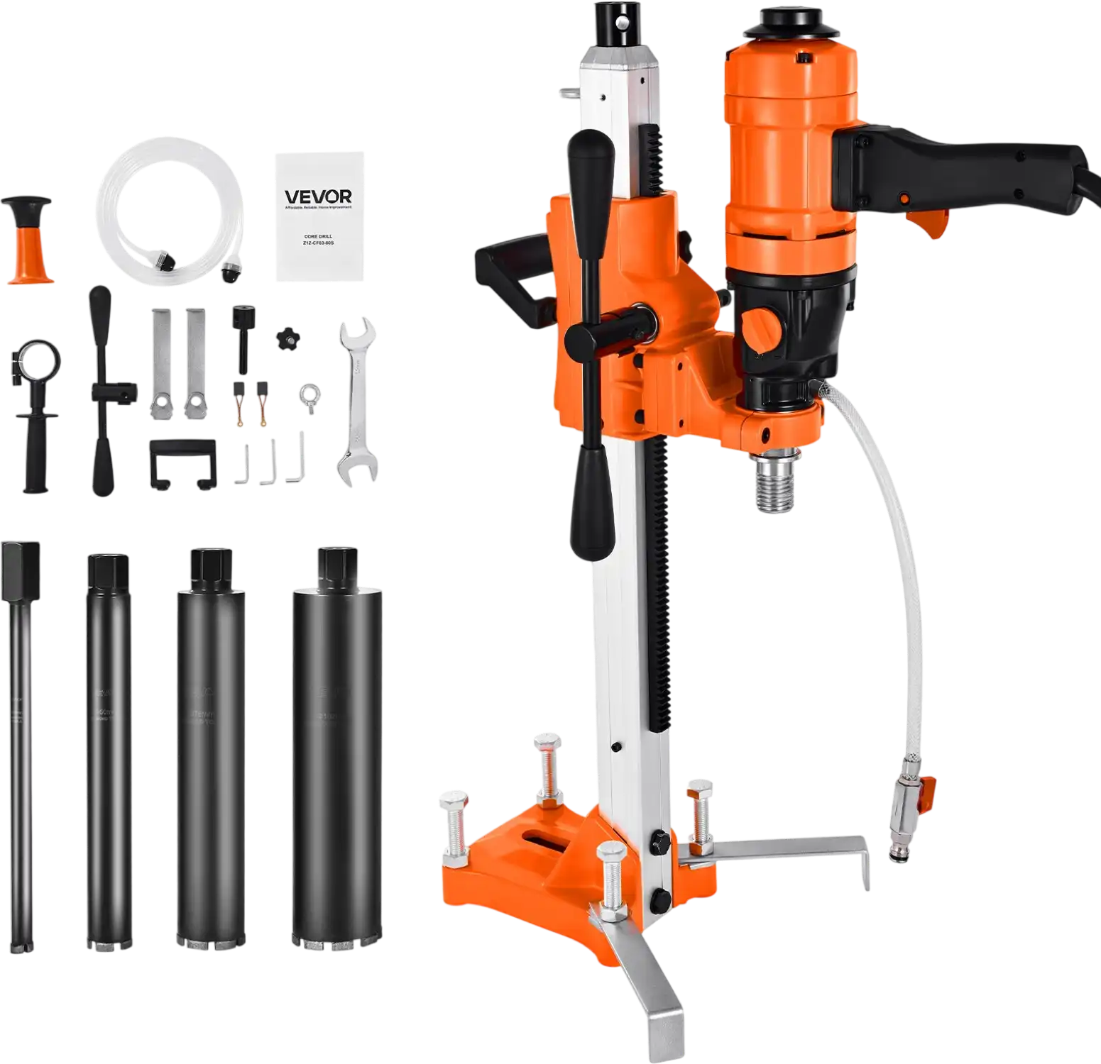 Vevor Diamond Core Drill with Stand-Mount 4 Bits 2-Speed Wet Dry Drilling 1800W New