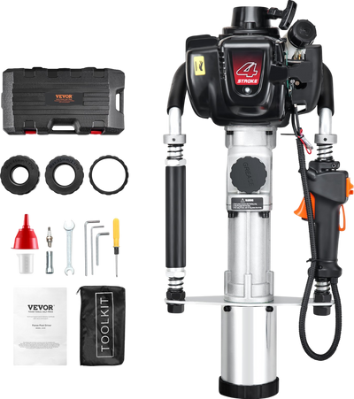 Vevor Post Driver 35J Impact Energy 37.77cc Gas-Powered 4-Stroke with 3 Piling Sleeves New