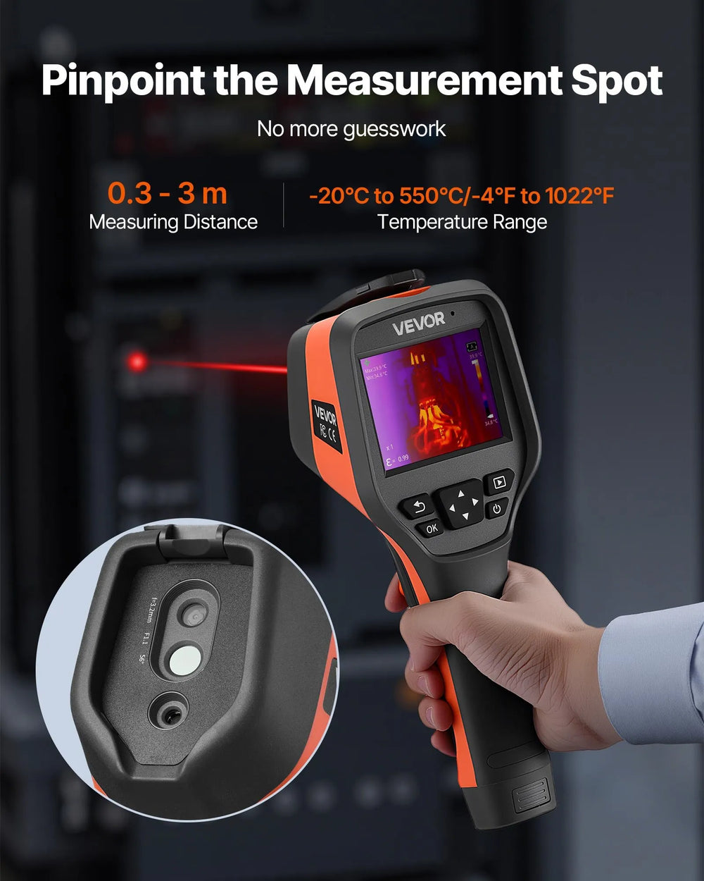 Vevor Thermal Imaging Camera 256 x 192 IR Resolution 2MP 3.5" Touch Screen Wi-Fi New