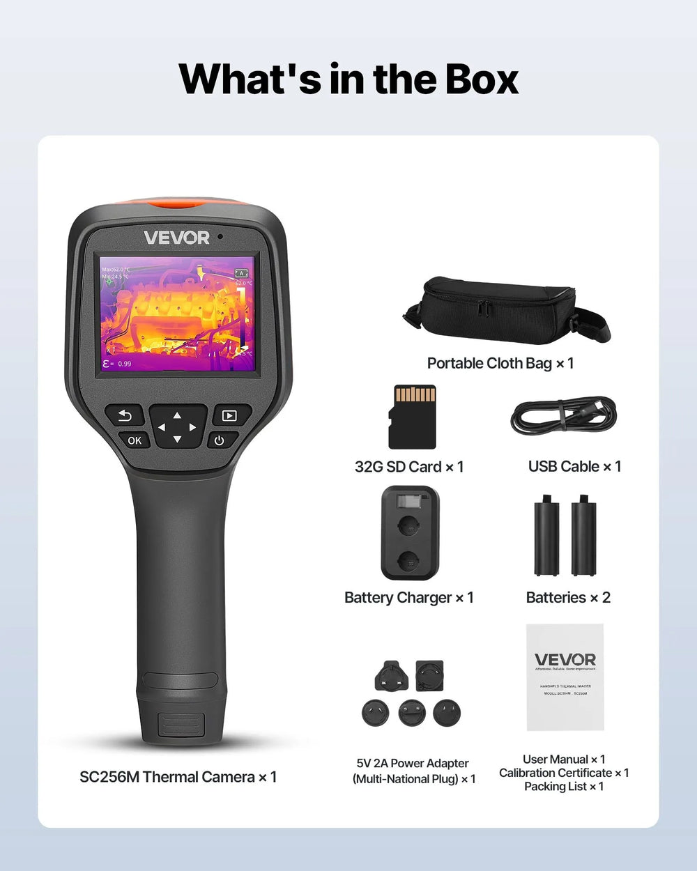 Vevor Thermal Imaging Camera 256 x 192 IR Resolution 2MP 3.5" Touch Screen Wi-Fi New