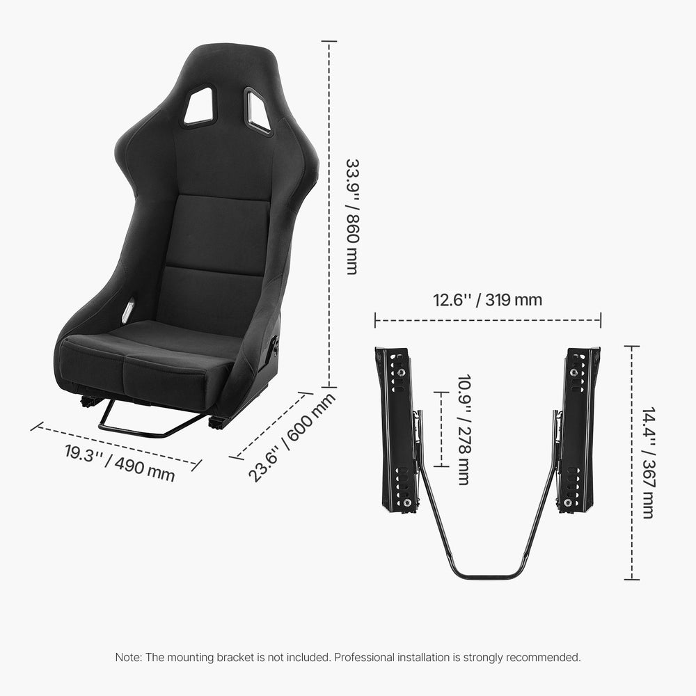 Vevor Racing Seat Integrated Chair with Velour Fabric and Slider New