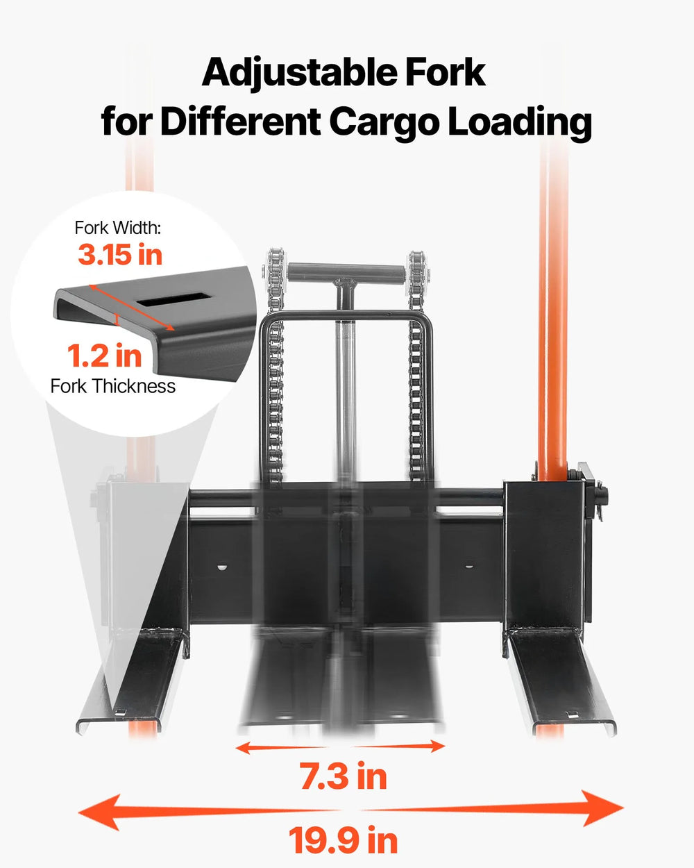 Vevor Hydraulic Material Lift Stacker with Fork Table 39.4 in. Max Lift 450 lbs New