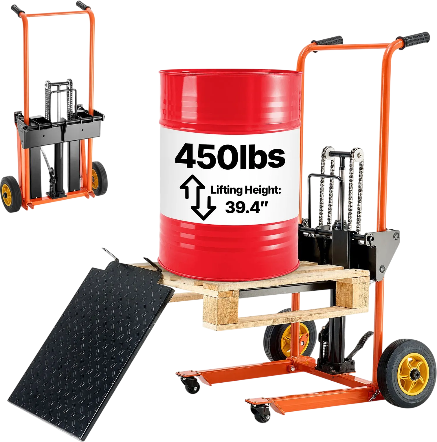 Vevor Hydraulic Material Lift Stacker with Fork Table 39.4 in. Max Lift 450 lbs New
