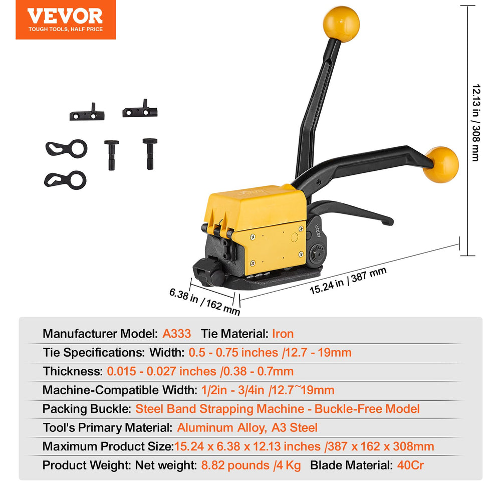 Vevor Steel Strapping Tool 3-in-1 Tensioner/Crimper/Cutter Manual Banding Machine New