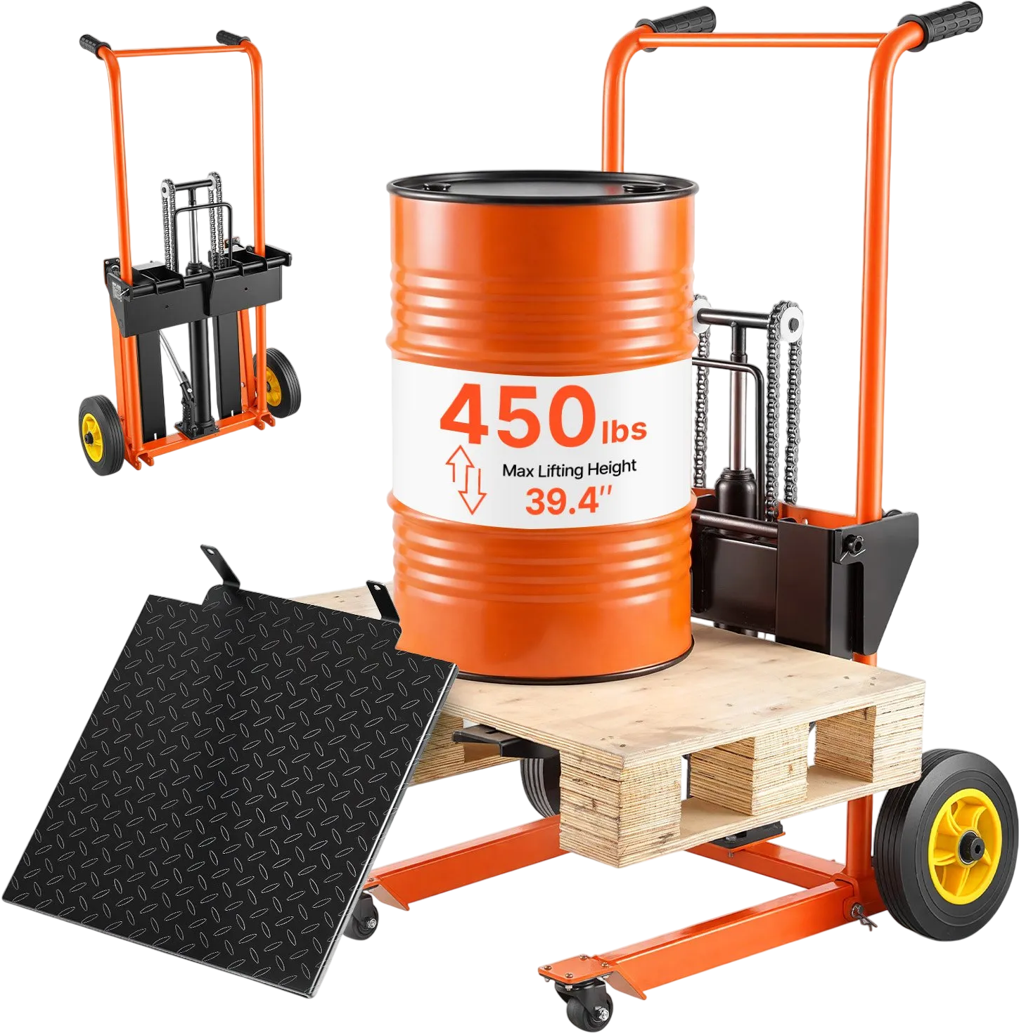 Vevor Hydraulic Material Lift Stacker 450 lb. Capacity 39.4 in. Lift Height with Fork Table New