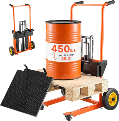 Vevor Hydraulic Material Lift Stacker 450 lb. Capacity 39.4 in. Lift Height with Fork Table New