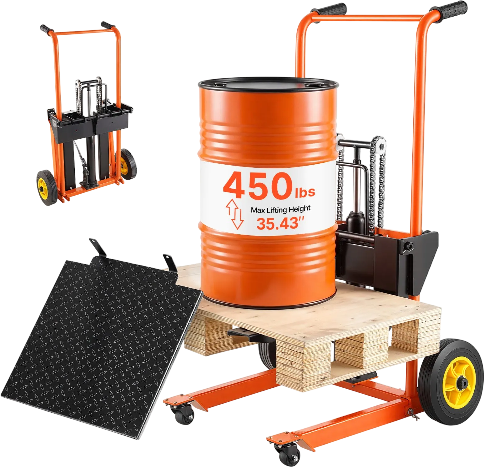 Vevor Hydraulic Material Lift Stacker 450 lb. Capacity 35.4 in. Lift Height with Fork Table New