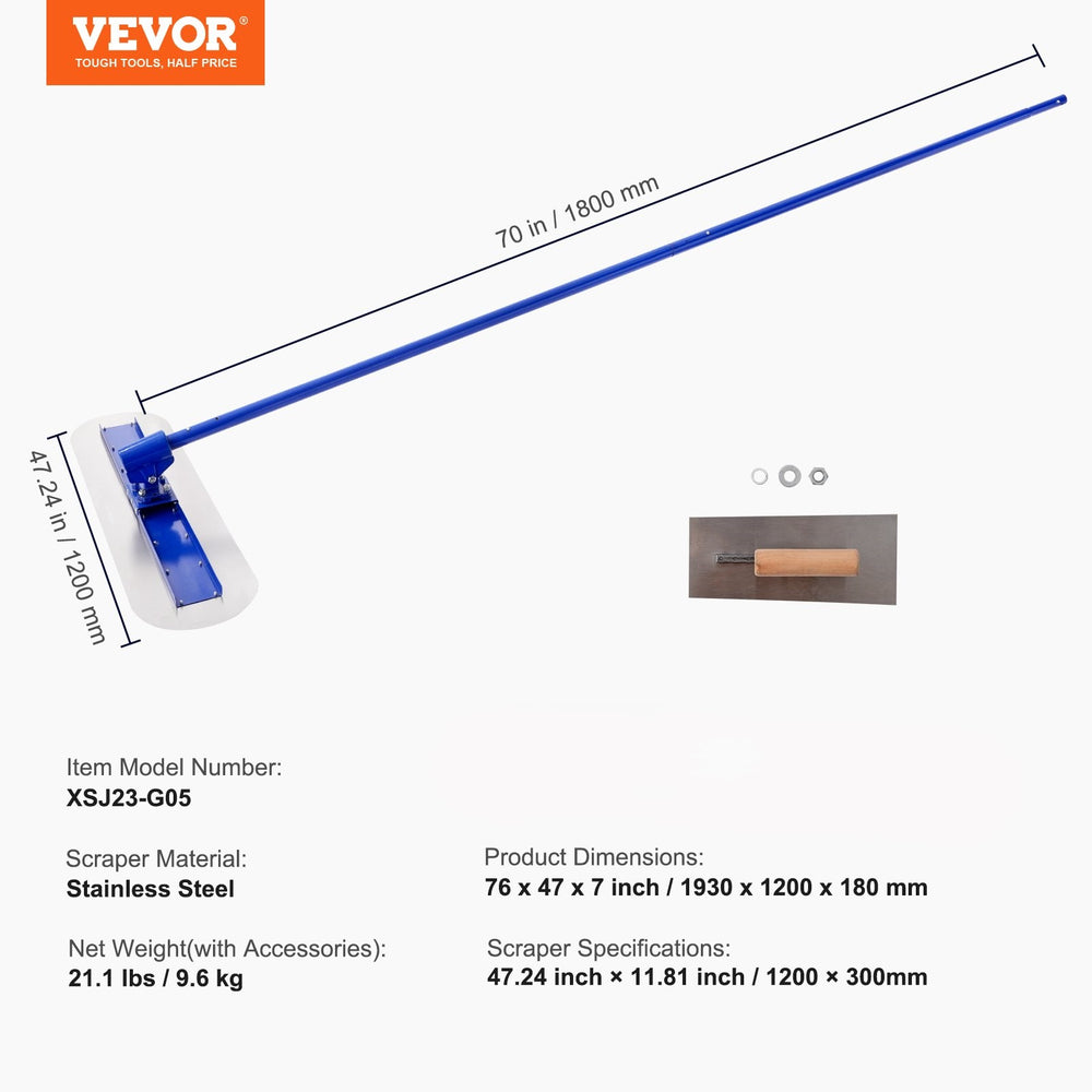Vevor Concrete Bull Float 47" x 11.8" Manganese Steel Scraper Lightweight New