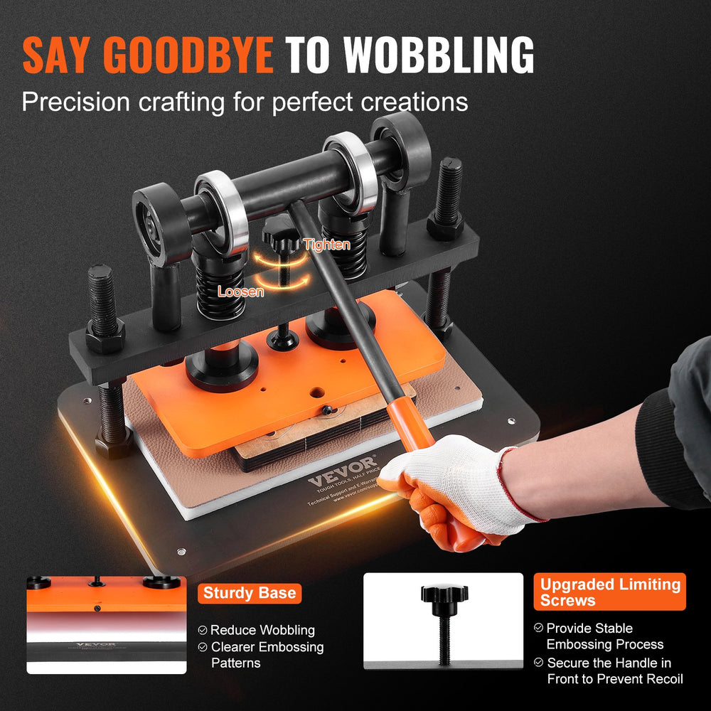 Vevor Leather Cutting Machine 10.2" x 5.9" Embossing Plate Manual Die Cutter 12mm Pressure Stroke New
