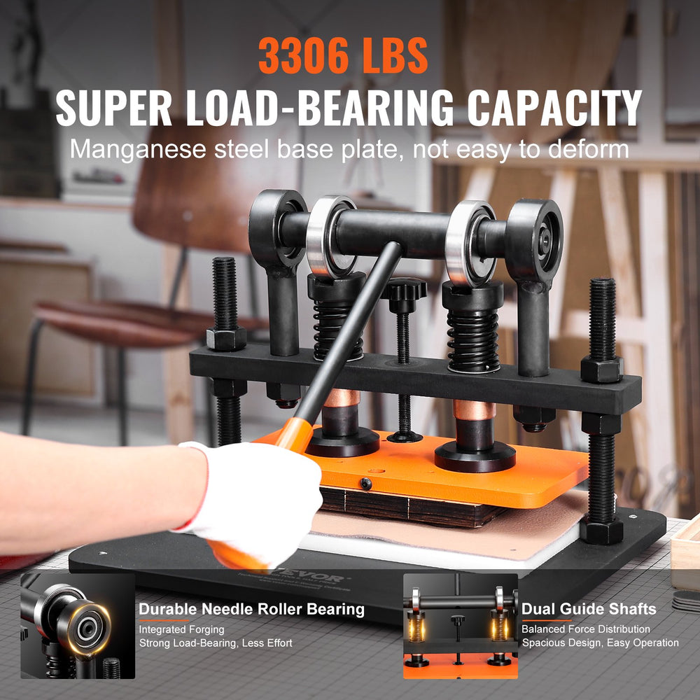 Vevor Leather Cutting Machine 11" x 5.5" Embossing Plate Manual Die Cutter 12mm Pressure Stroke New