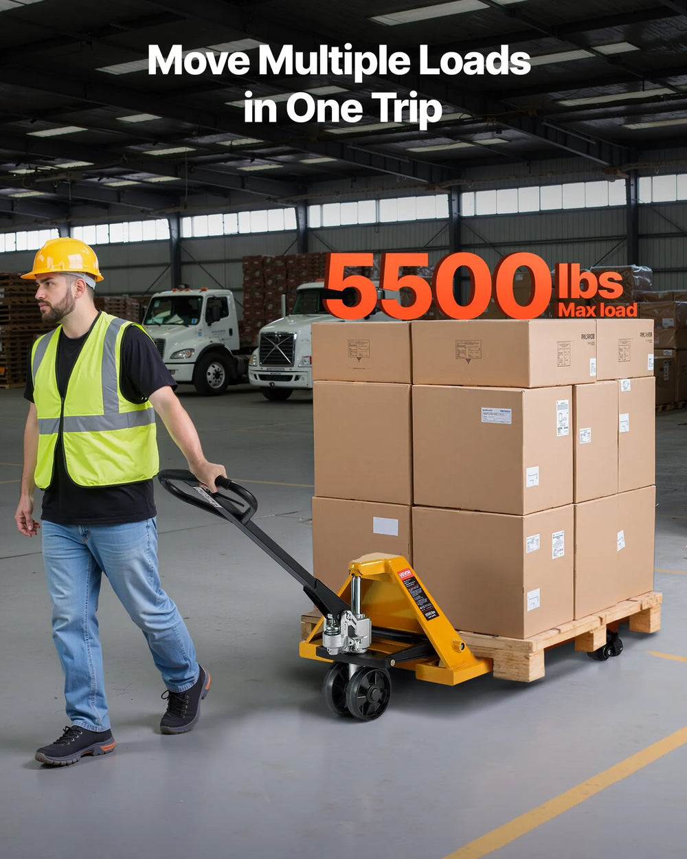 Vevor Manual Pallet Jack with 48" x 27" Forks 5500 Lbs Load Capacity New
