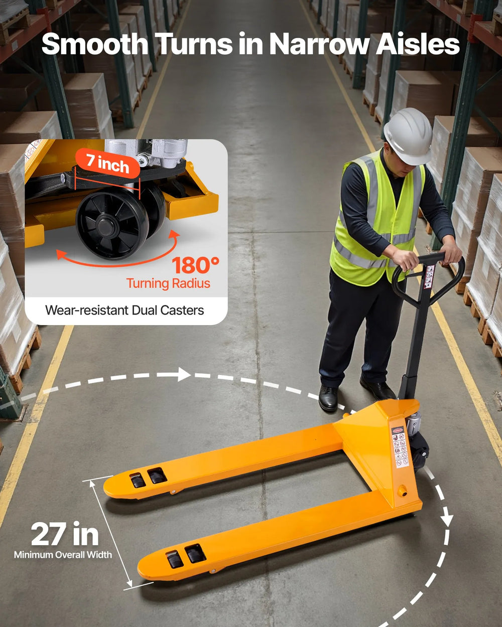 Vevor Manual Pallet Jack with 48" x 27" Forks 5500 Lbs Load Capacity New