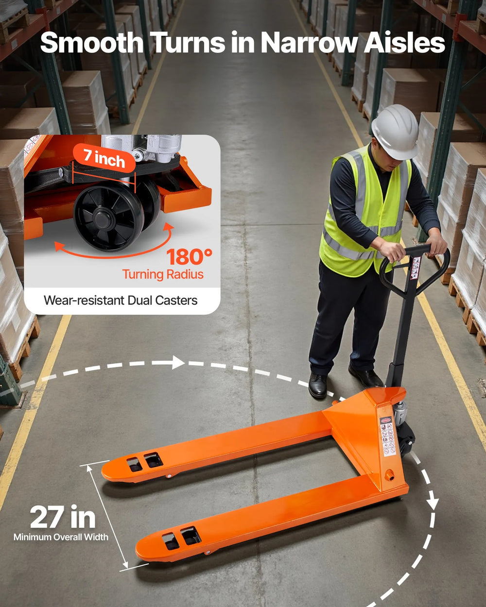 Vevor Manual Pallet Jack with 48" x 27" Forks 6600 Lbs Load Capacity New