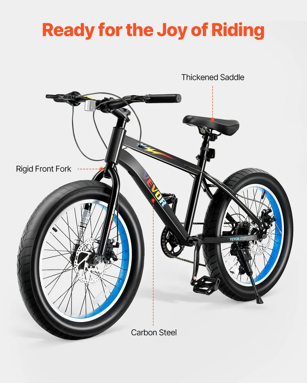 Vevor Kids Mountain Bike 20" Tires with Shimano 7 Speed Drivetrain Dual Disc Brakes New