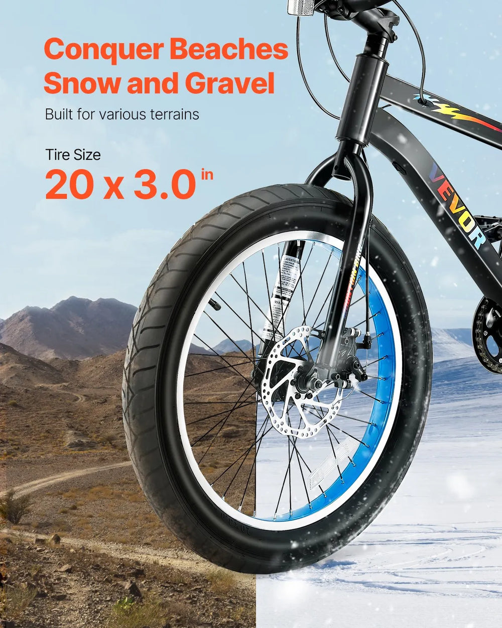 Vevor Kids Mountain Bike 20" Tires with Shimano 7 Speed Drivetrain Dual Disc Brakes New