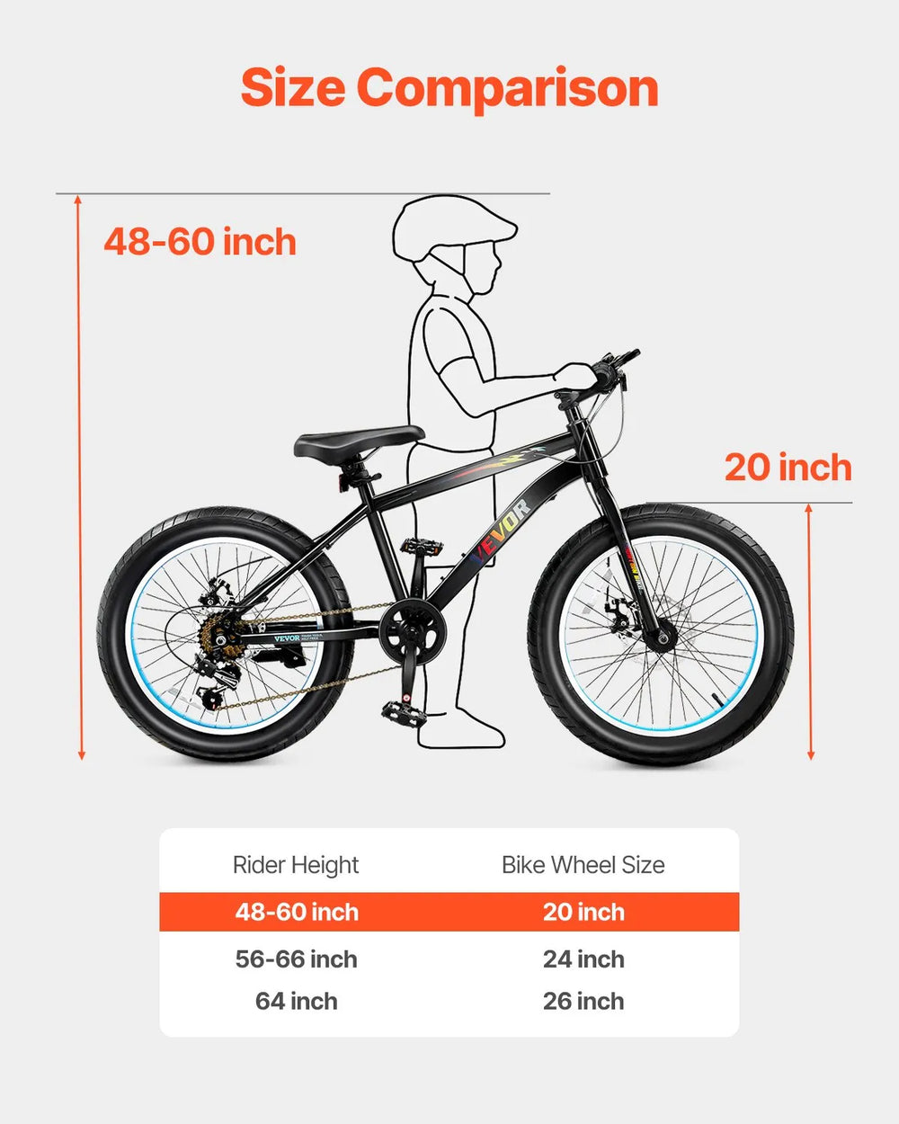 Vevor Kids Mountain Bike 20" Tires with Shimano 7 Speed Drivetrain Dual Disc Brakes New