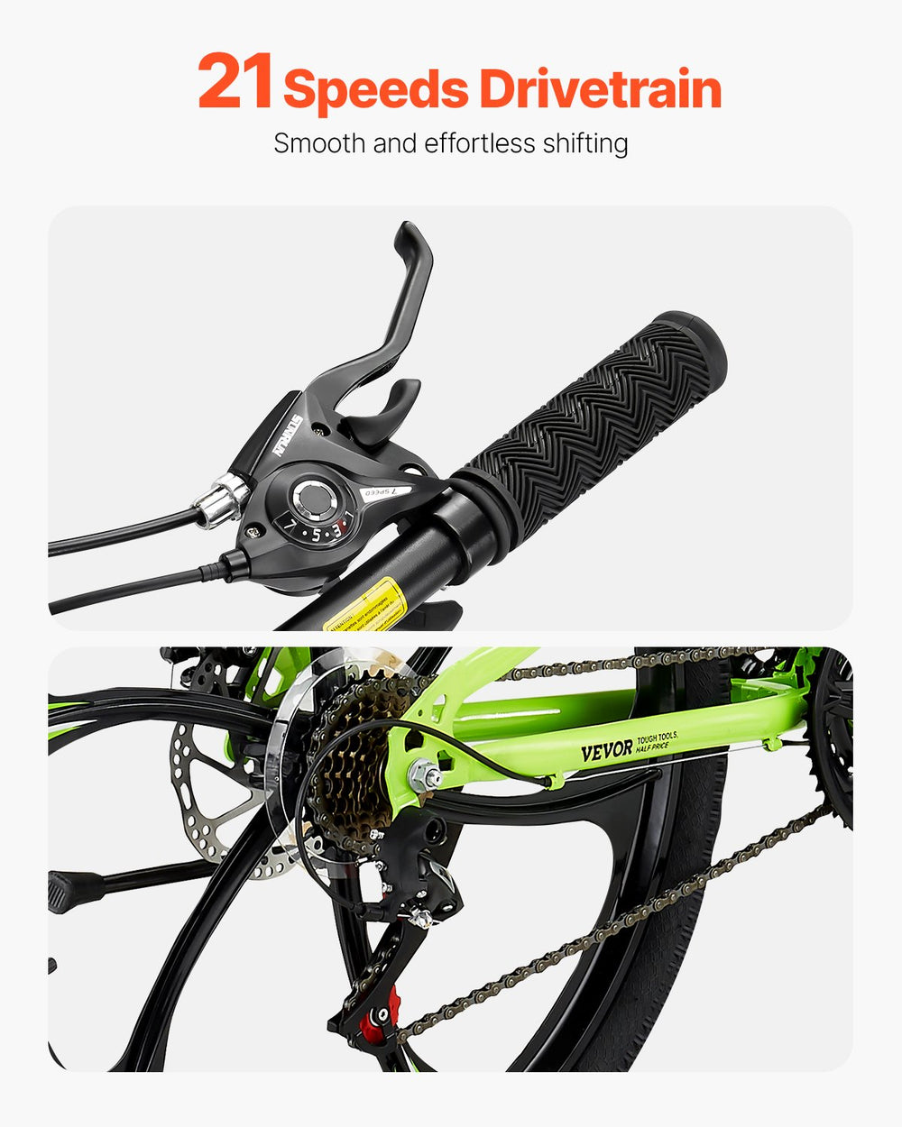 Vevor Folding Mountain Bike 26" Tires 21-Speed Full Suspension Dual Disc Brakes New