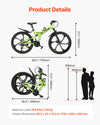 Vevor Folding Mountain Bike 26" Tires 21-Speed Full Suspension Dual Disc Brakes New