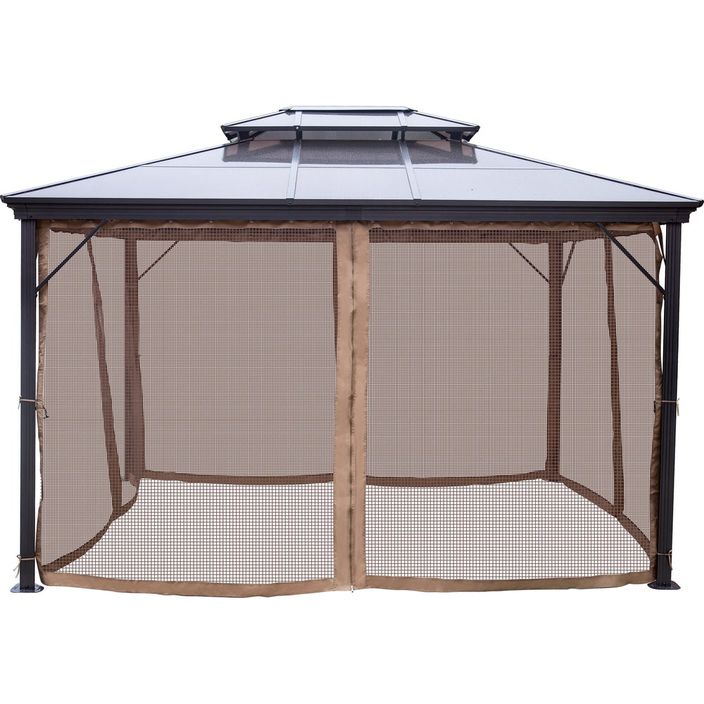 Vevor Hardtop Gazebo 10' x 10' Aluminum Permanent Double Tier Roof with Netting New